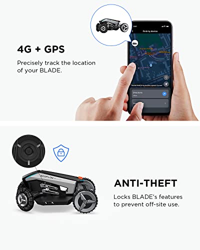 EF ECOFLOW Blade Robotic Lawn Mower, Wire-Free Boundaries, Auto-Route Planning with GPS, RTK Smart Obstacle Avoidance, Water-Resistant Anti-Theft Auto Lock Robot Mower for Yards up to 0.7 Acres