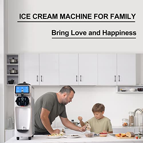 GSEICE Commercial Ice Cream Maker Mchine, 7 Inch LCD Touch Screen 4.2 to 4.7 Gal/H Soft Serve Machine with Pre-cooling frequency conversion, Soft Serve Ice Cream Maker With 1.6 Gal Tank,9 Magic Heads