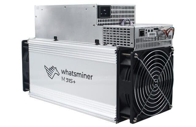 MicroBT Whatsminer M31S+, 76TH/S Bitcoin ASIC Miner, High-Performance SHA256 Algorithm, Efficient 42J/TH Energy Consumption, Air-Cooling, with/Reliable 220V Power Supply (Renewed)