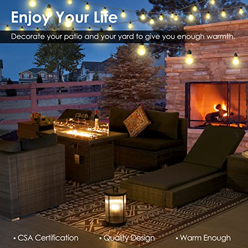 RADIATA 13 Pieces PE Wicker Patio Furniture Set Sectional High Back Large Size Sofa Sets with Propane Fire Pit Table 55000 BTU Balcony Rattan Lounge Conversation Sets for Outdoor