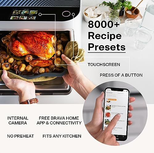 Brava Oven Chef's Choice Set: 10-in-1 Touchscreen Countertop Smart Oven, Air Fryer, 6-Slice Toaster, Slow Cooker, Reheater, Dehydrator, Rice Cooker, Healthy & User Friendly, Auto-Shut Off, 1800W