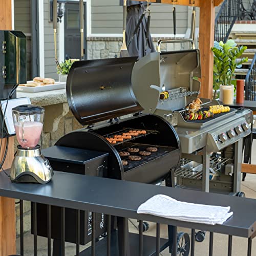 Backyard Discovery Saxony XL Grill Gazebo, 2 full Size Grills, Griddles or Smokers Steel Metal Roof, Wind Resistant - 100 mph, Supports 30 In of Snow, Electrical Outlet, USB, Grilling Hooks