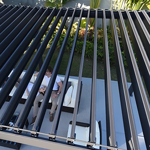 Gardesol Louvered Pergola 10'×20' Aluminum Pergola Rainproof Gazebo with Adjustable Roof for Outdoor Deck Patio Garden Yard (Matte Black)