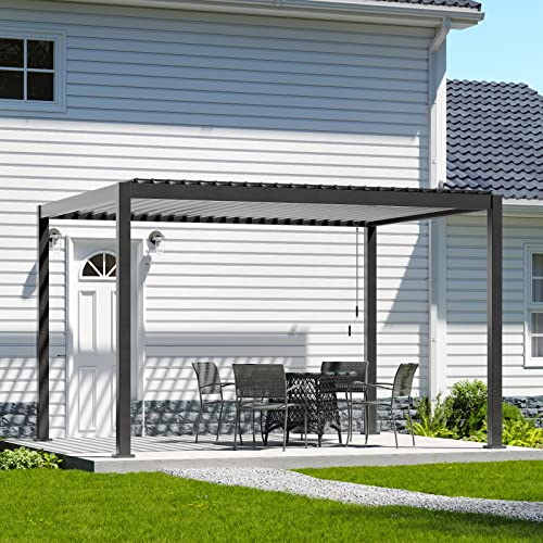 SORARA Mirador 111S Louvered Pergola 10' × 13' Aluminum Gazebo with Adjustable Roof for Outdoor Deck Garden Patio, Charcoal